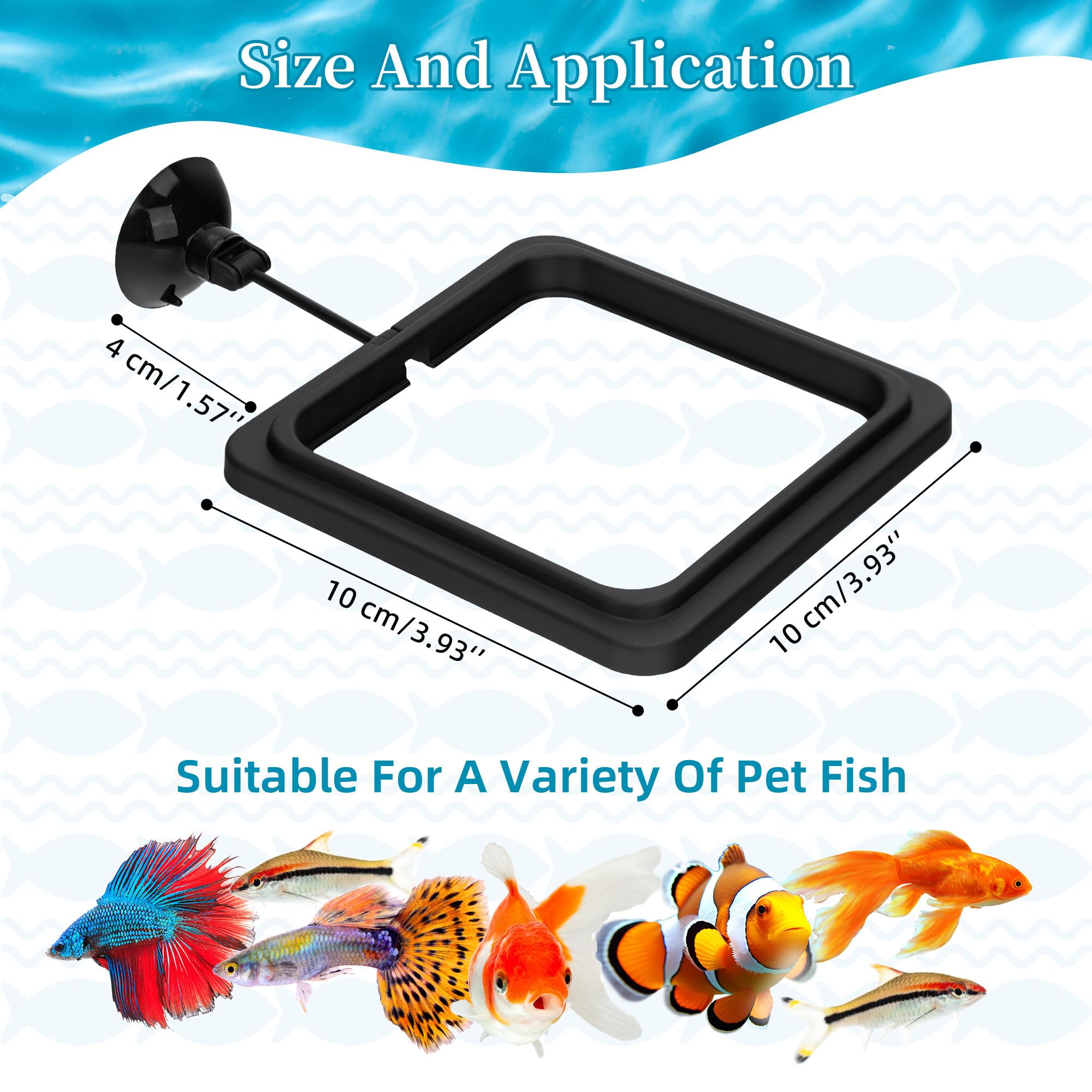 DaToo fish feeding ring with large suction cup stays secure during vigorous inflows.