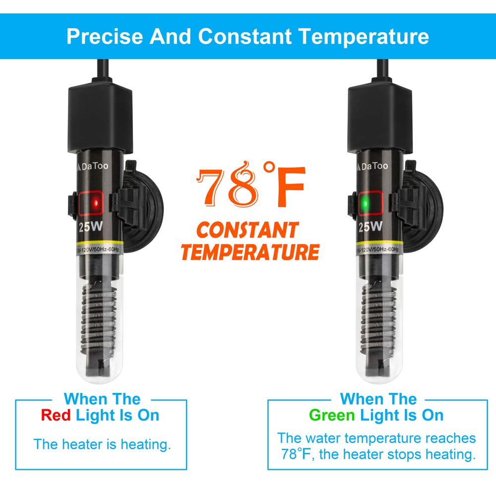 DaToo Mini Aquarium Heater suited for 1–5 gallon tanks in tight spaces