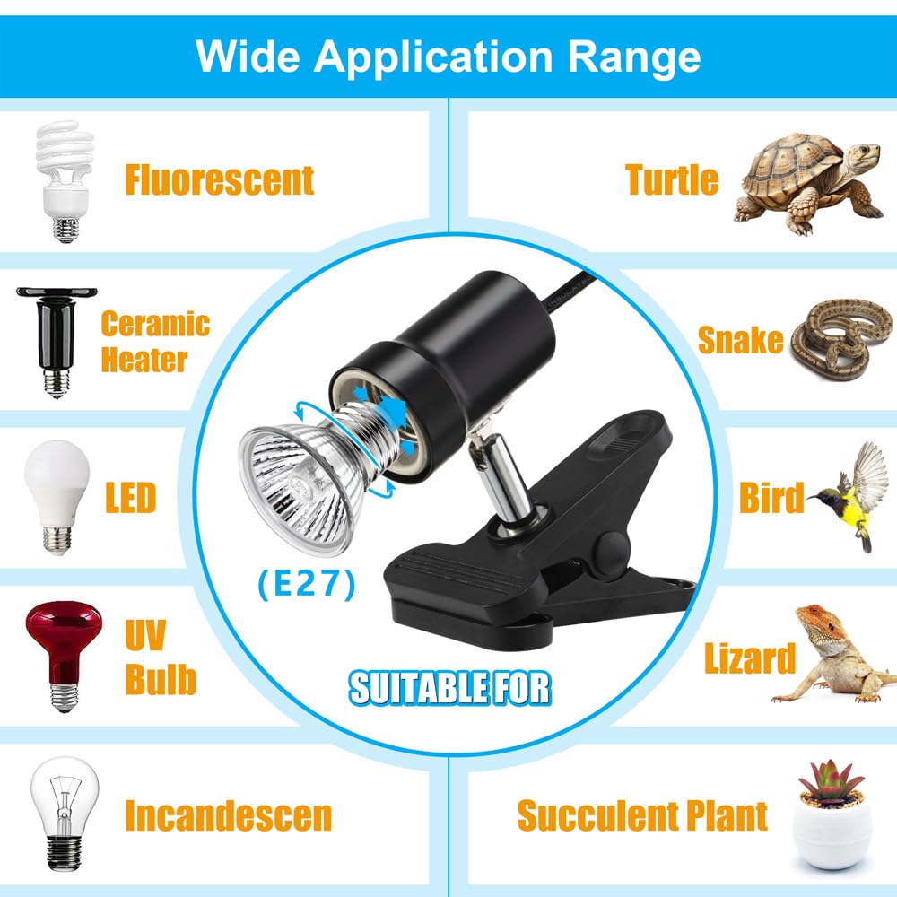 DaToo Reptile Heat Lamp durable ceramic socket withstands heat
