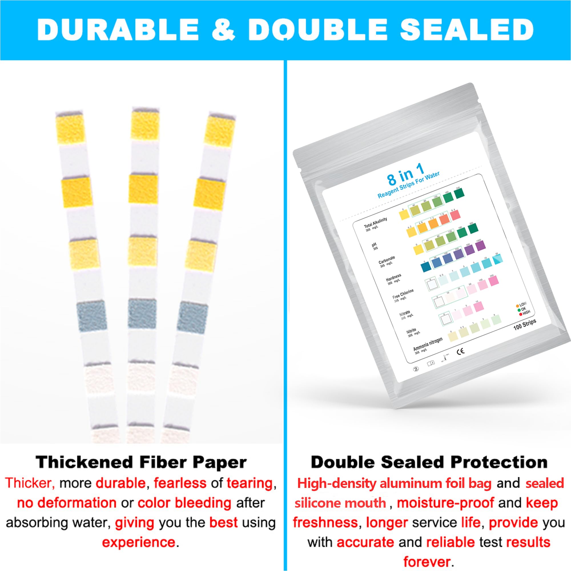 Datoo test strips in a double-sealed bag stay fresh for accurate results.