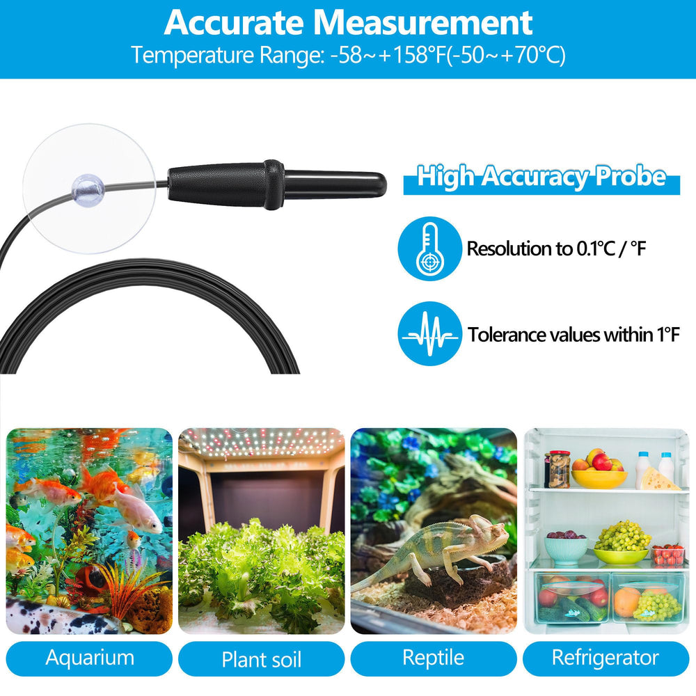 DaToo thermometer suction cup attachment ensures stable readings inside the tank.