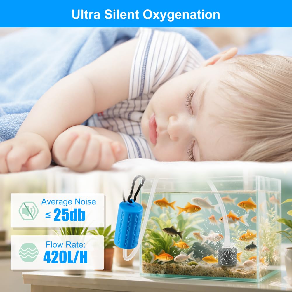 DaToo USB mini aquarium air pump lightweight 85 grams for portable use.
