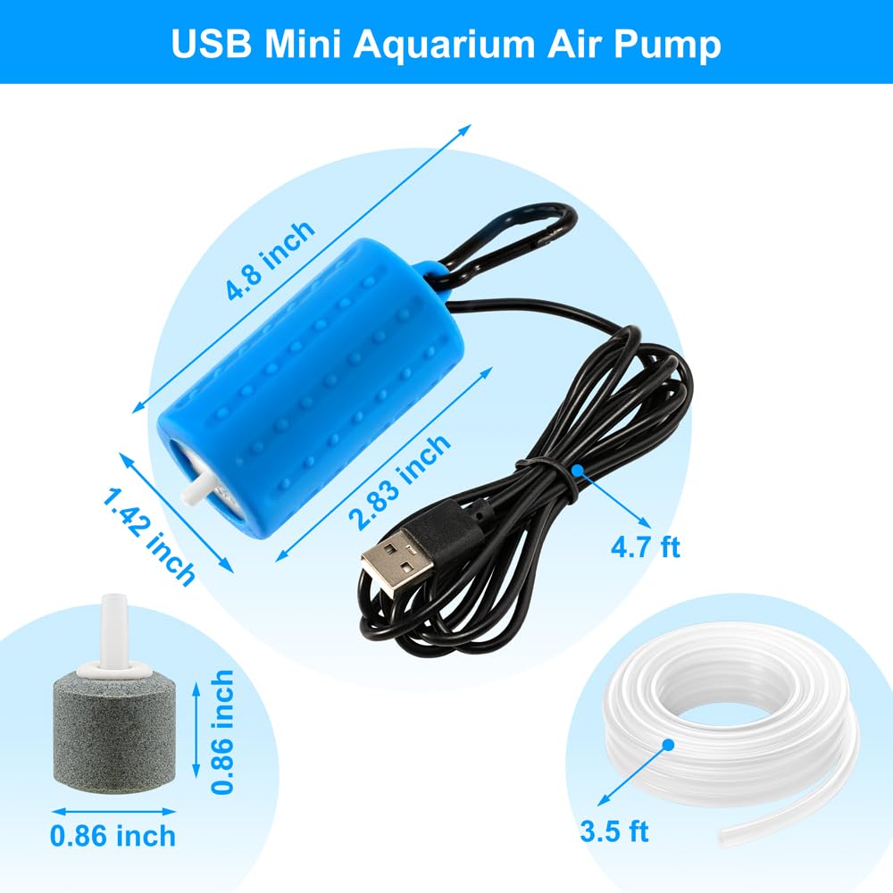 DaToo USB mini aquarium air pump ultra silent motor minimizes disturbance.