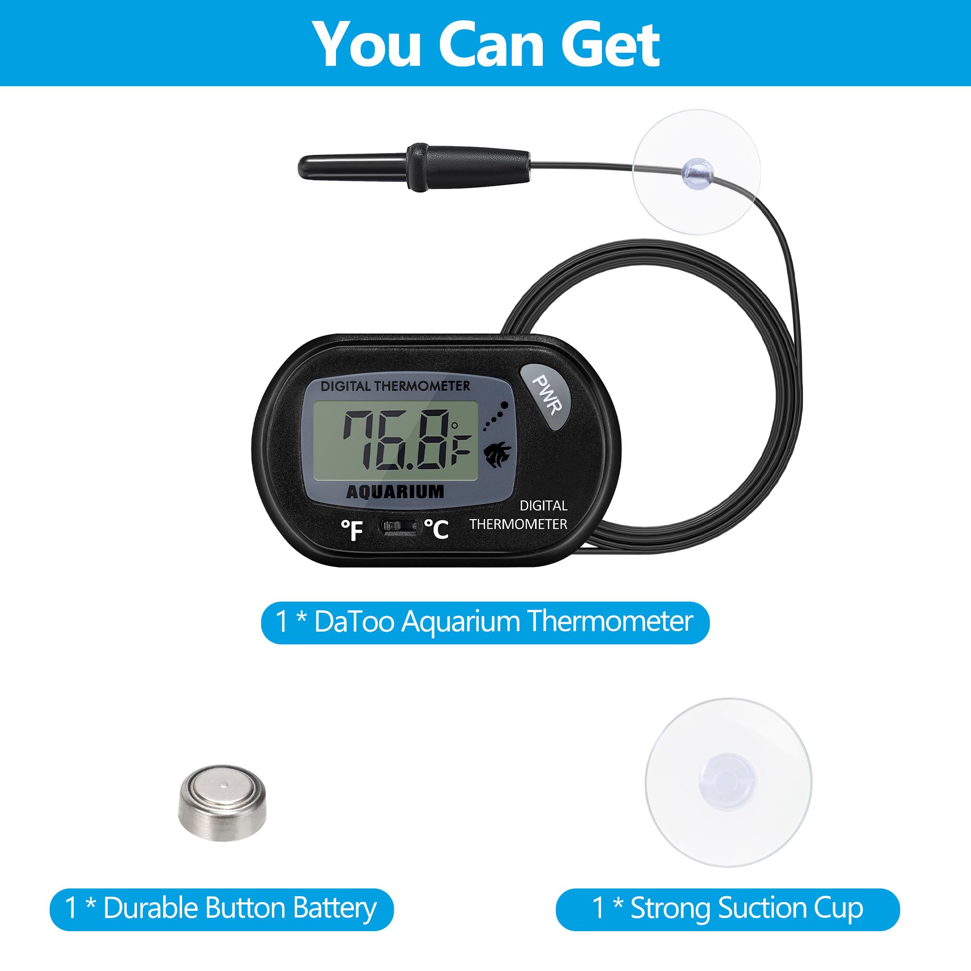 DaToo wide temperature range thermometer minus 58f plus 158f supports diverse habitats.