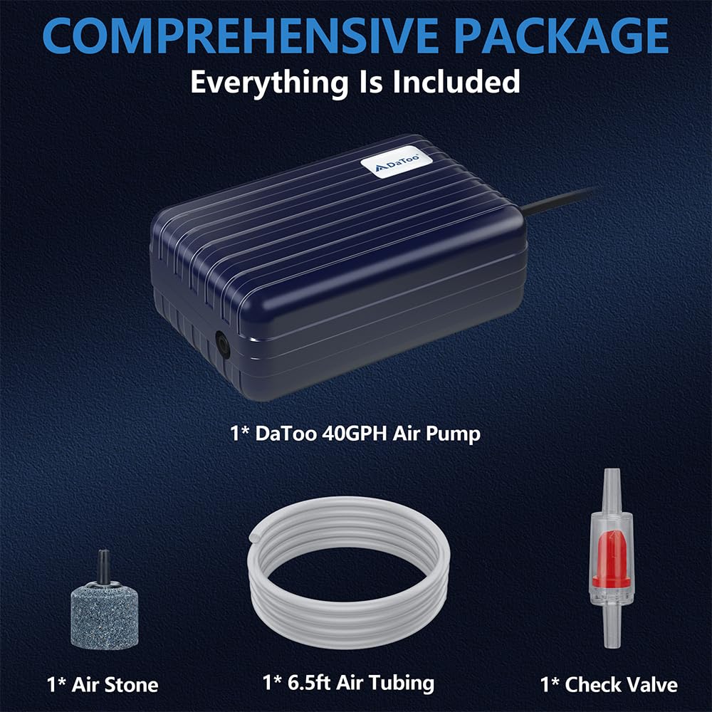 DaToo quiet aquarium pump in operation with soft rubber mount