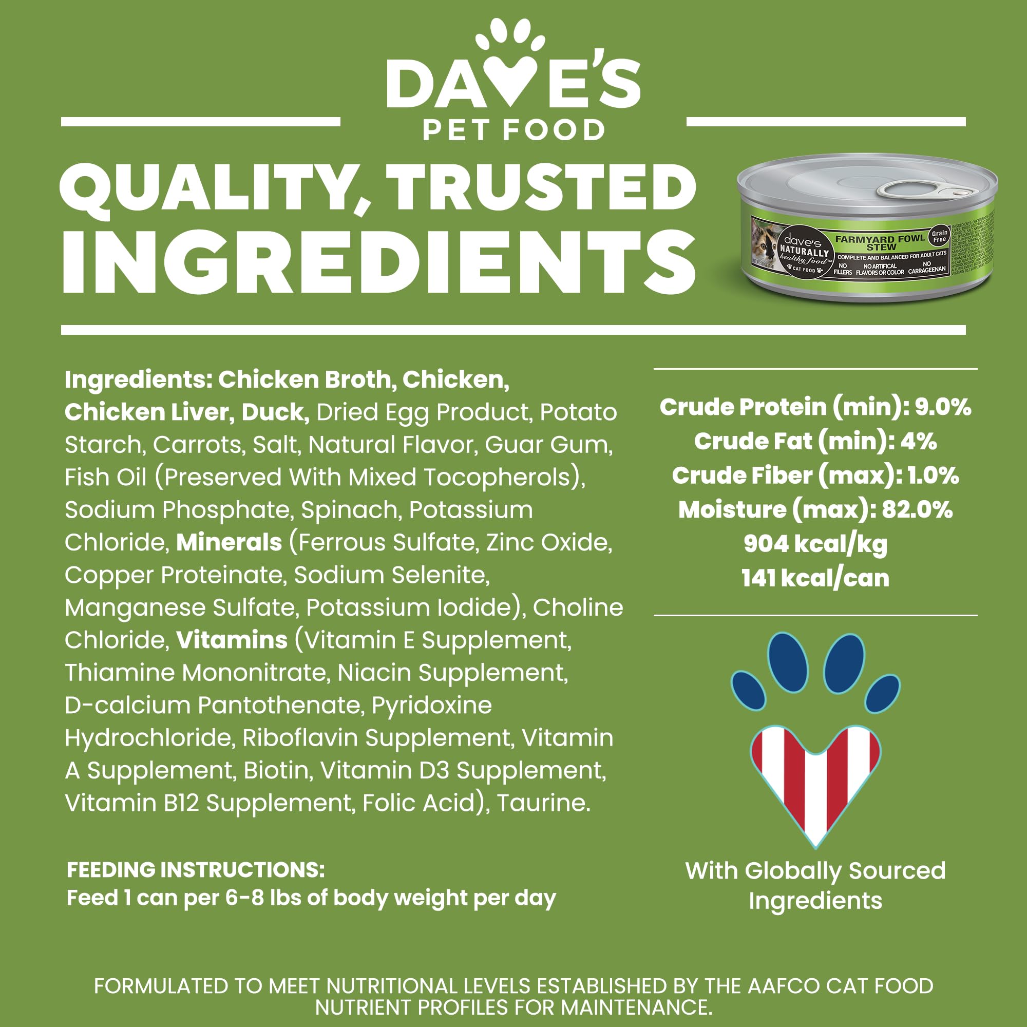 Display of 24 cans of 5.5 oz Dave's Pet Food for bulk value