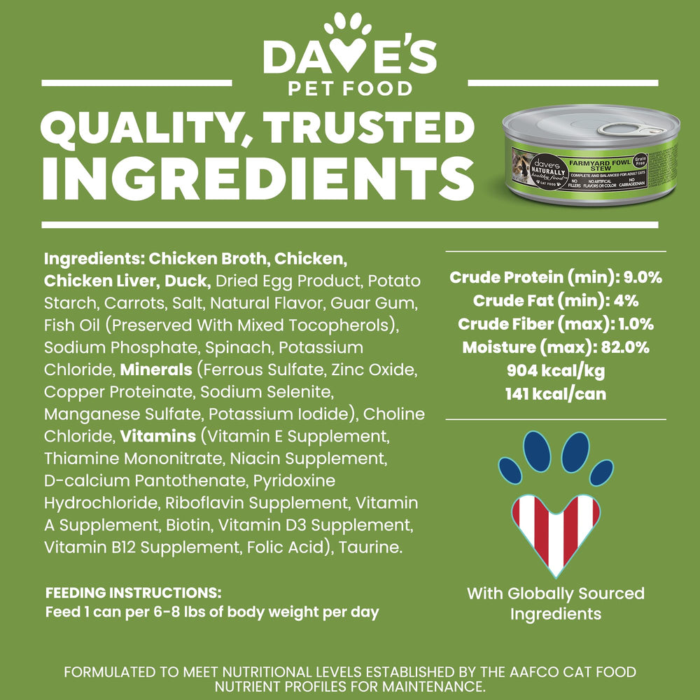 Display of 24 cans of 5.5 oz Dave's Pet Food for bulk value