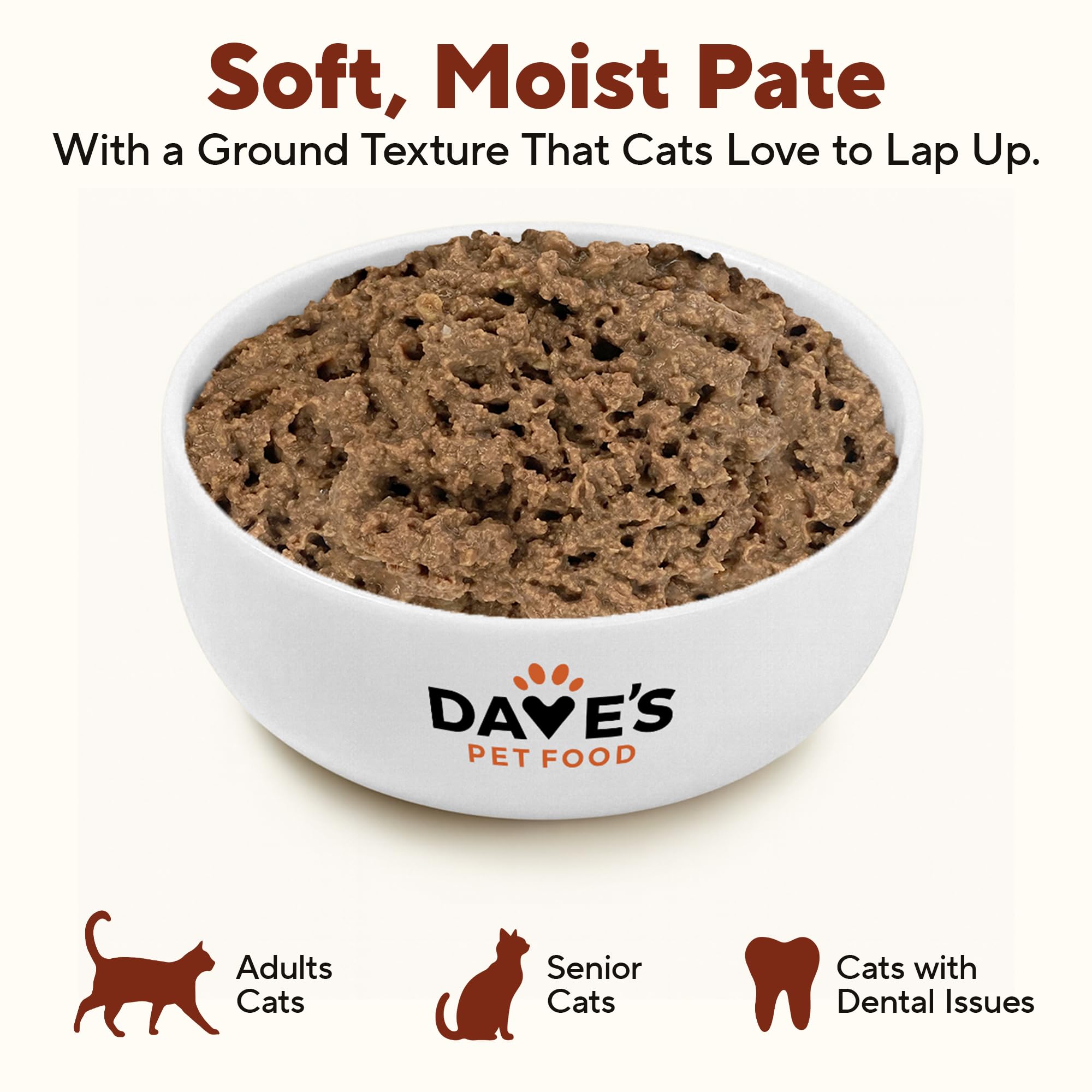 Dave's added vitamins-minerals image underlines daily nutrition support in a tasty pate