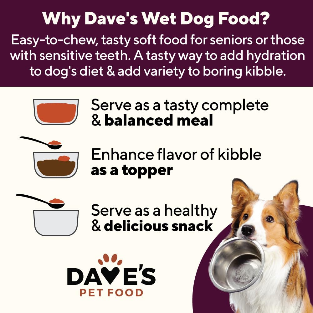 Dave's Pet Food case-of-12 packaging implies ongoing supply for households