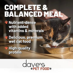 Dave's Pet Food grain-free 24-pack cans on shelf signals value and convenience