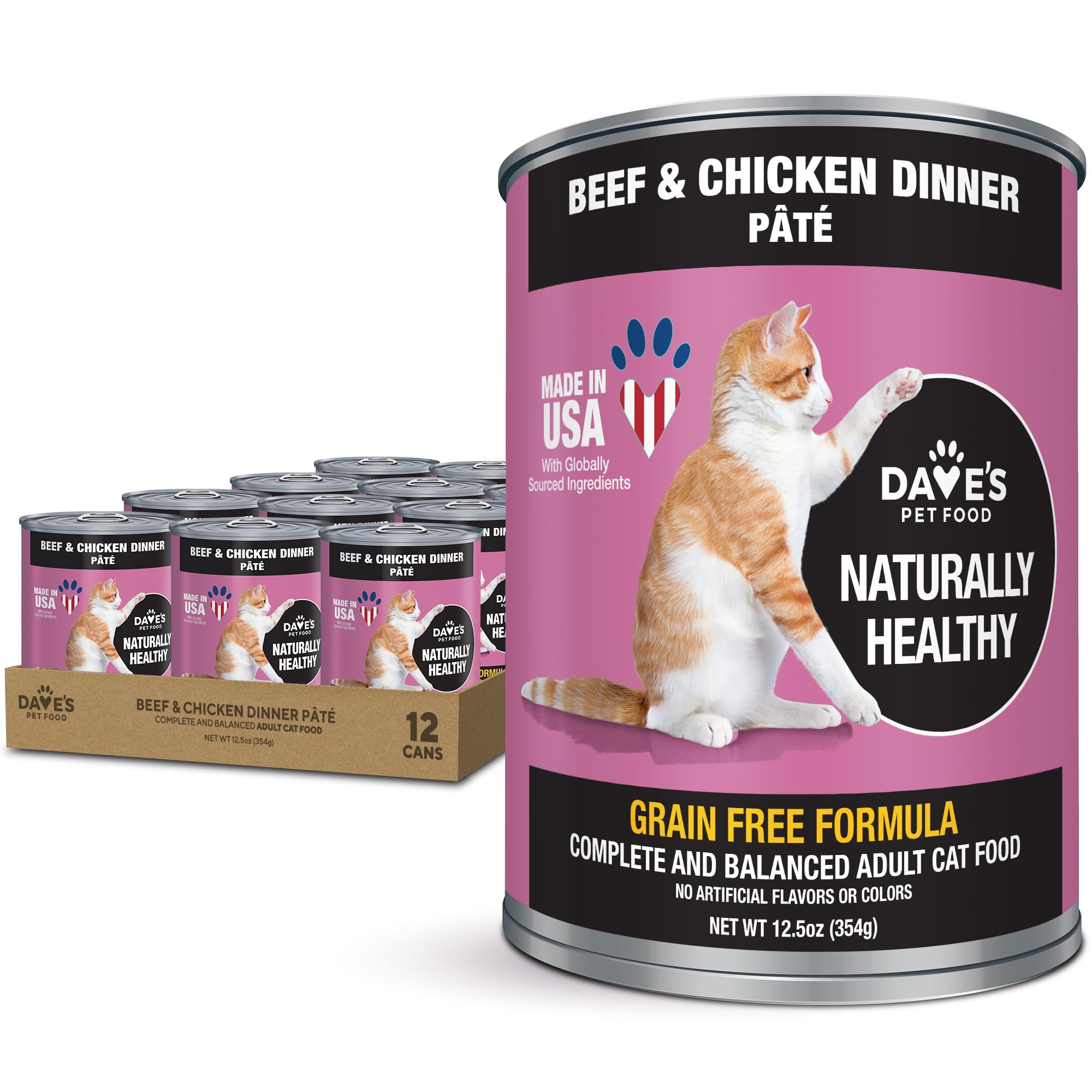 Dave's Pet Food grain-free beef and chicken pate can provides protein-packed meal for cats.