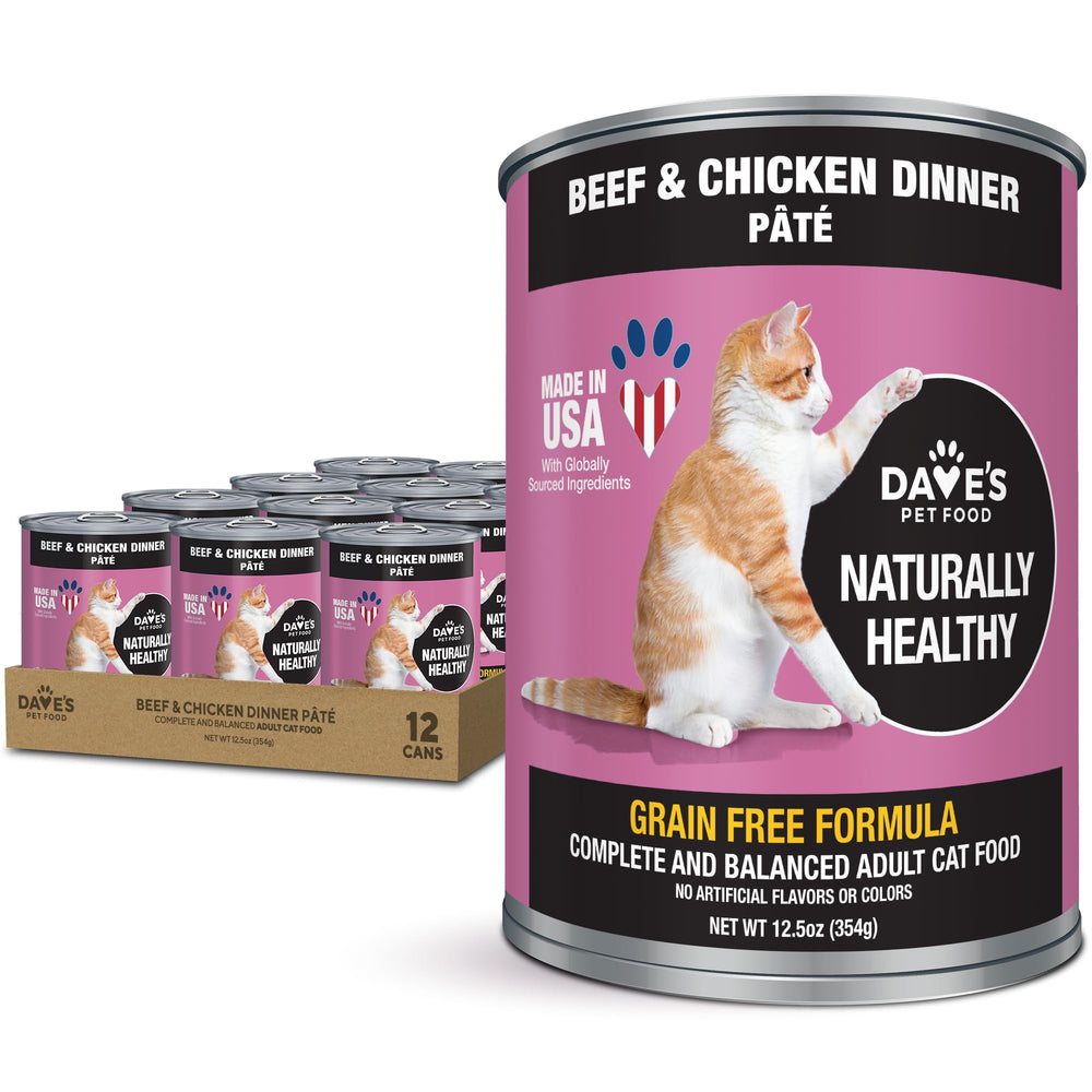 Dave's Pet Food grain-free beef and chicken pate can provides protein-packed meal for cats.