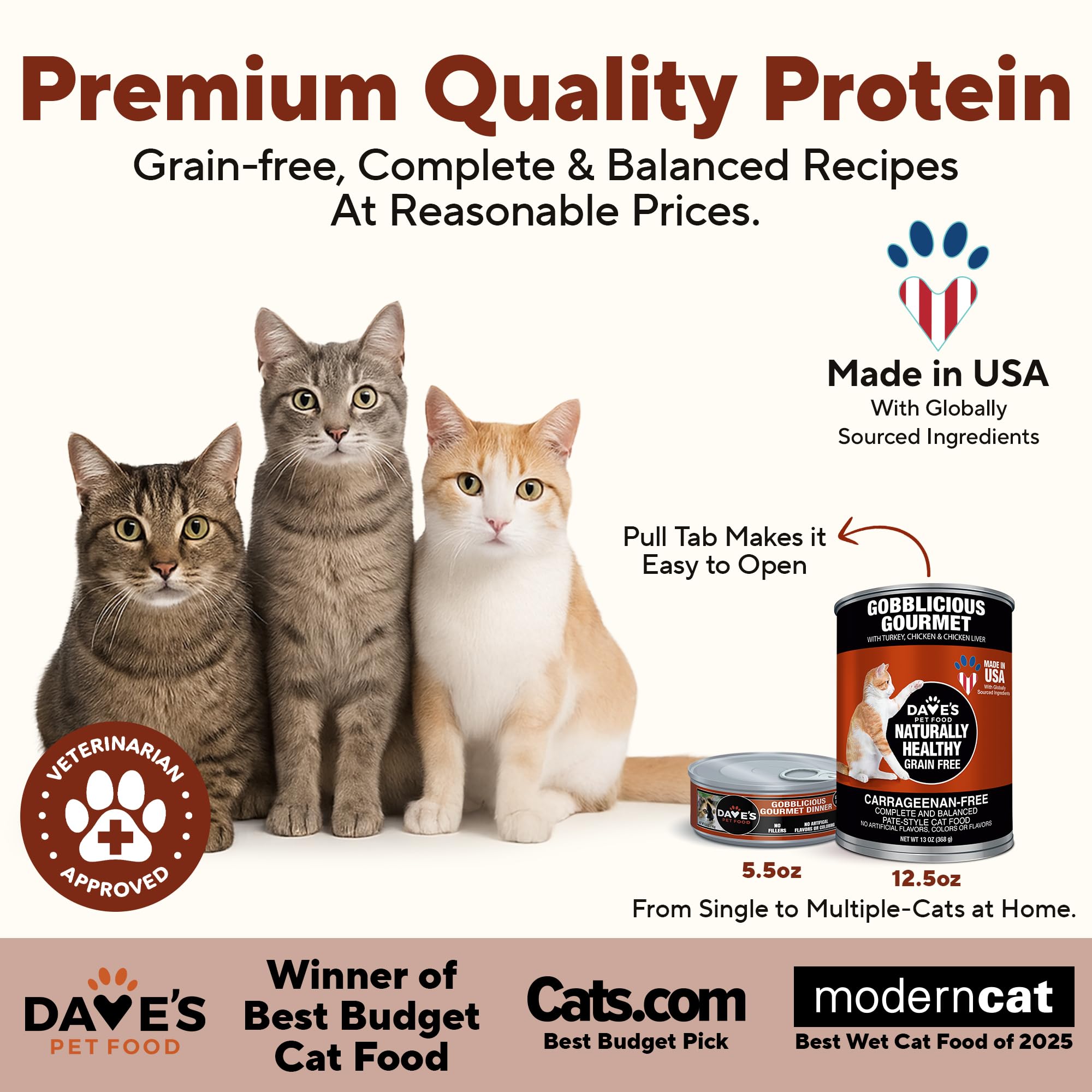 Dave's grain-free wet cat food pate texture displayed for moisture-rich meals