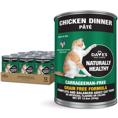 Dave's Pet Food pate-chicken cat can closeup highlights grain-free protein for cats.