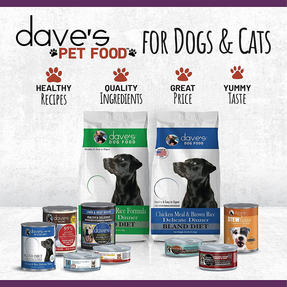 Dave's Pet Food restricted sodium diet case twelve packaging for budget-friendly convenience