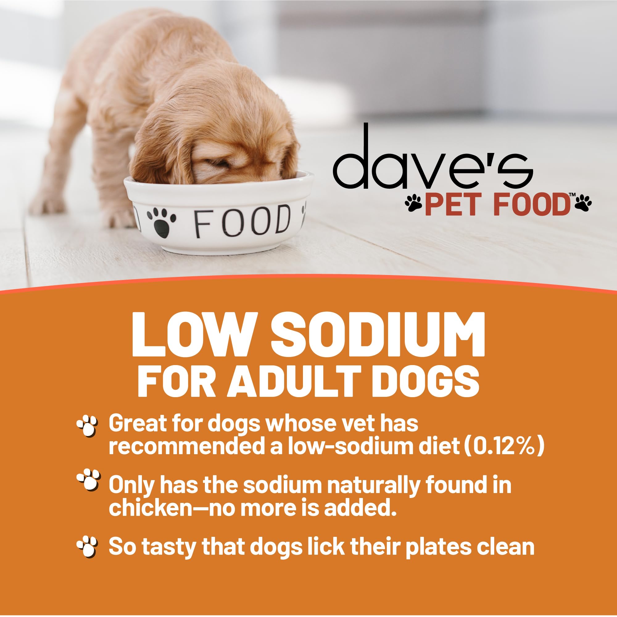 Dave's Pet Food chicken pate ingredients label for easy ingredient comparison