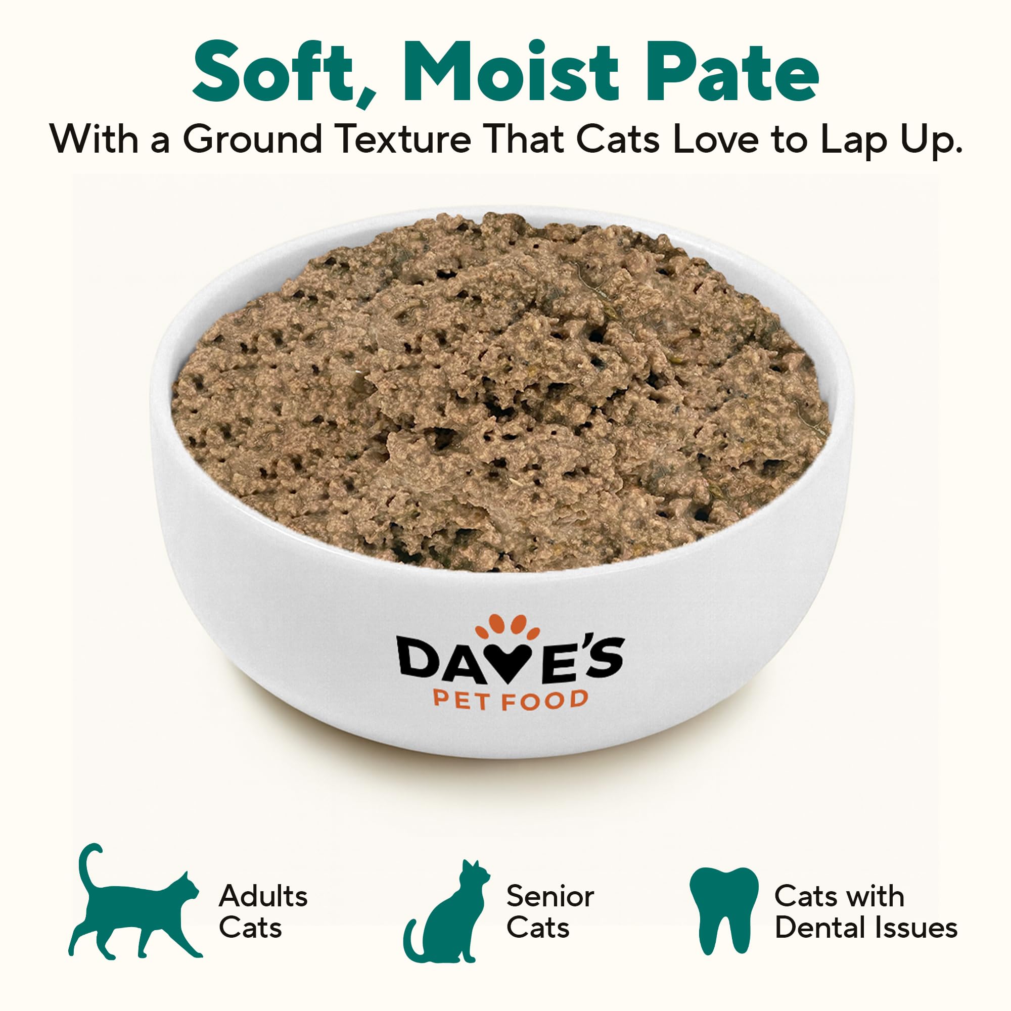 Dave's Pet Food turkey giblets ingredients close-up underscores natural protein and palatable pate