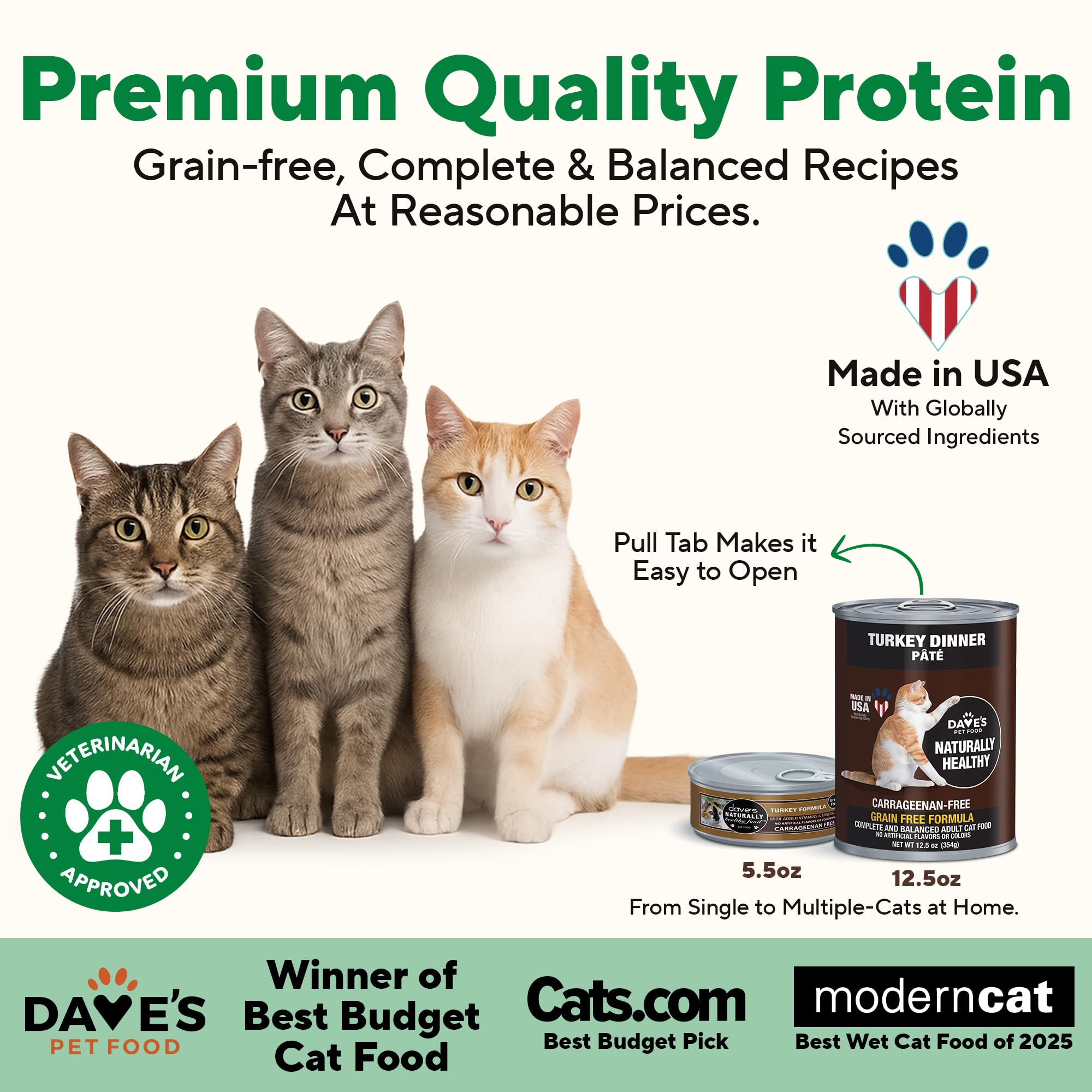 Dave's Pet Food turkey pate can close-up label, highlighting added vitamins and minerals.
