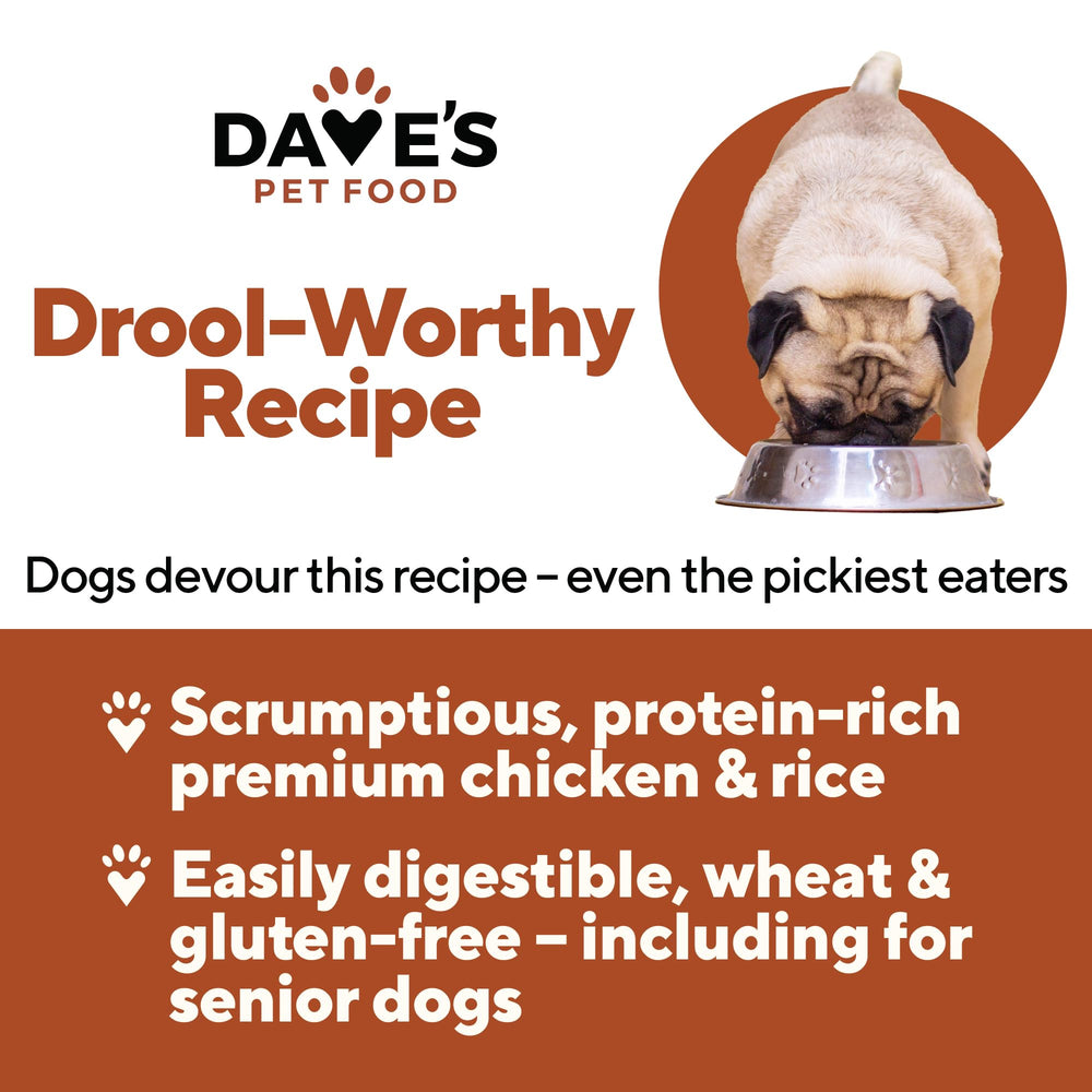 Dave's Pet Food wet dog food closeup highlights tender texture for picky eaters.