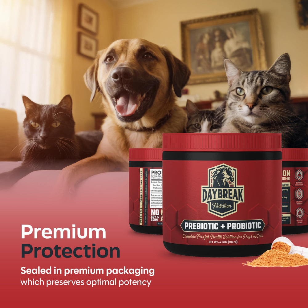 Daybreak Nutrition Probiotics powder-kibble shows seamless mixing with food