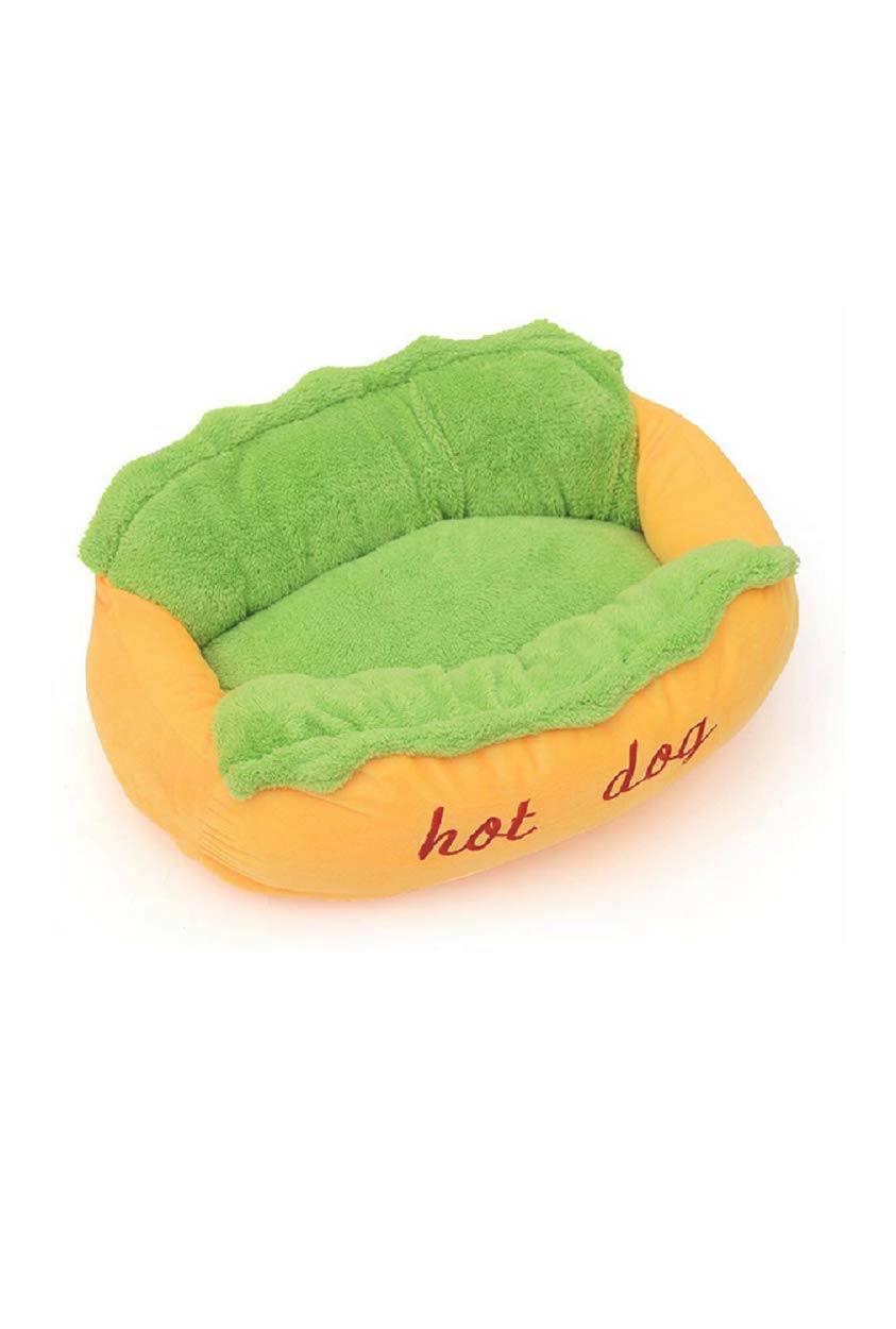 DAZZLING BEAUTY hotdog design dog bed main view highlights cozy comfort for small dogs