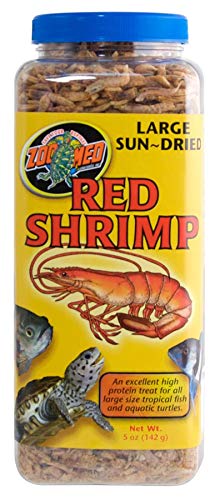 DBDPet Zoomed sun-dried red shrimp close-up, protein-rich turtle food for large species.