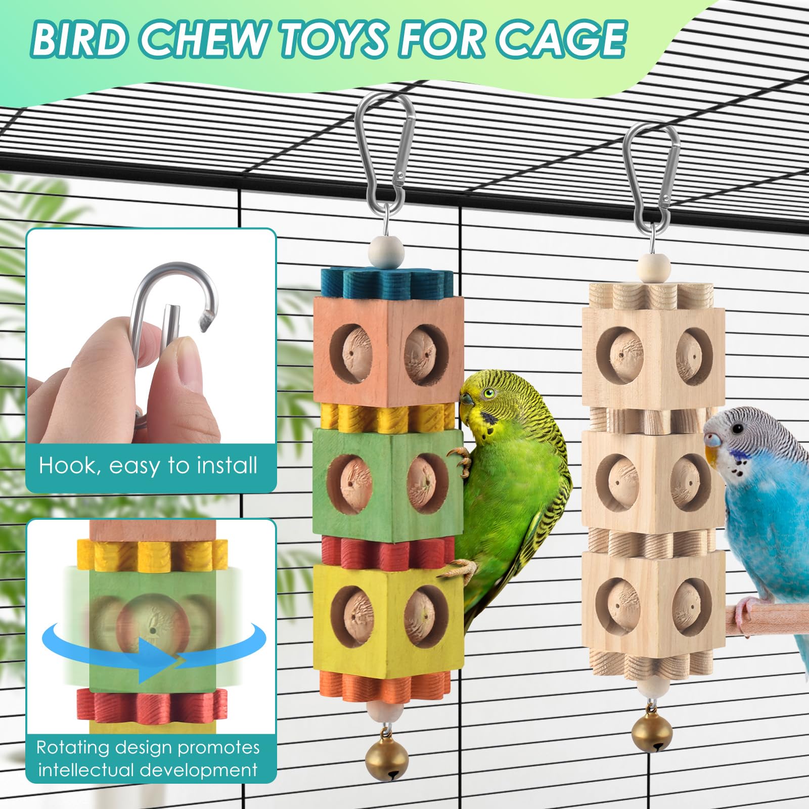 DBNESS bird chew toy grooves-beads detail highlights textured surfaces for chewing.
