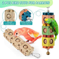 DBNESS bird chew toy natural-finish shows safe, non-toxic wood for parrots.