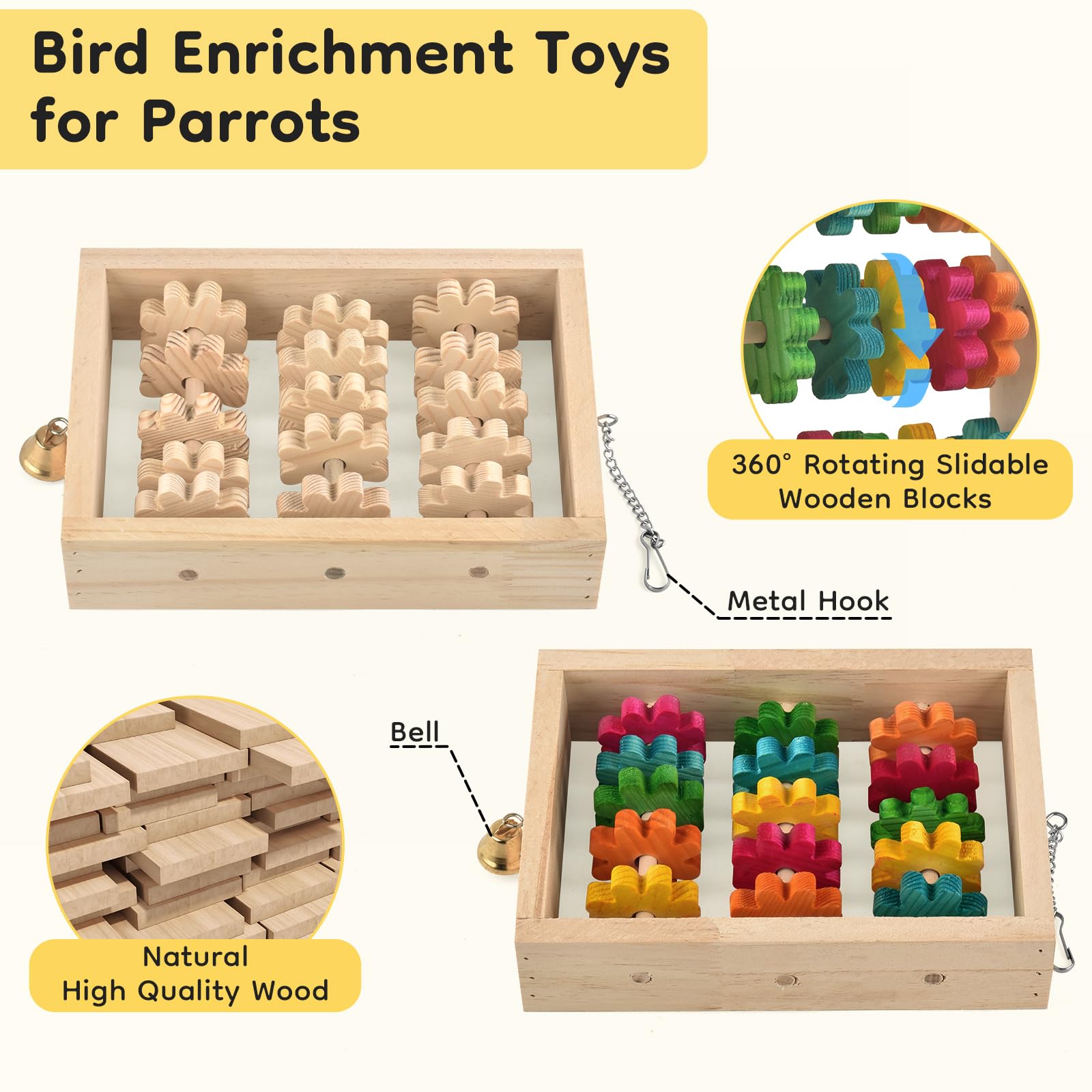 DBNESS bell-base toy invites pecking and alert curiosity for mental activity.