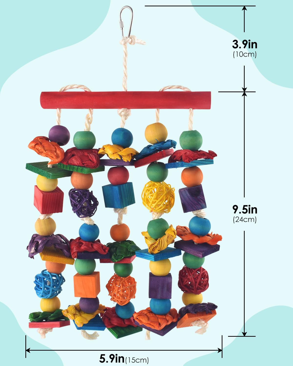 DBNESS bird toy wooden blocks closeup showcases vibrant shapes for visual enrichment