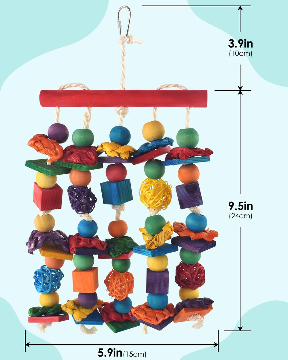 DBNESS bird toy wooden blocks closeup showcases vibrant shapes for visual enrichment