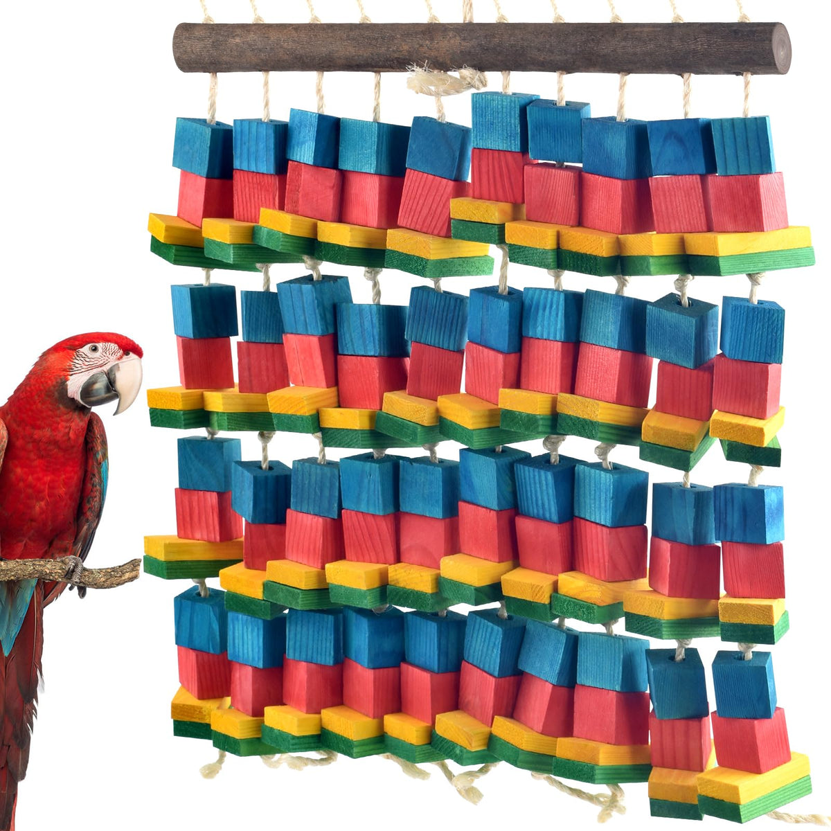 DBNESS extra-large bird toy wood blocks stimulate big parrots during play.