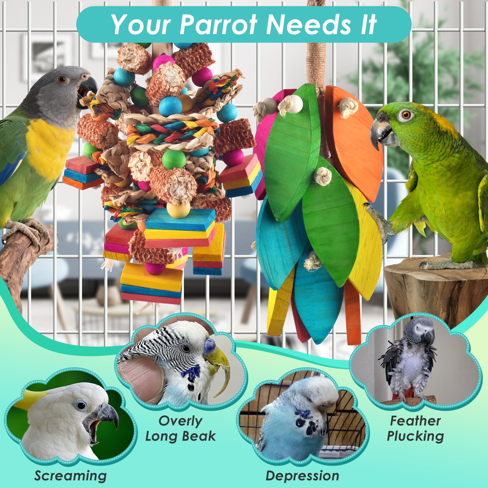 DBNESS parrot toy uses food-safe dyes to provide bright colors and visual stimulation.