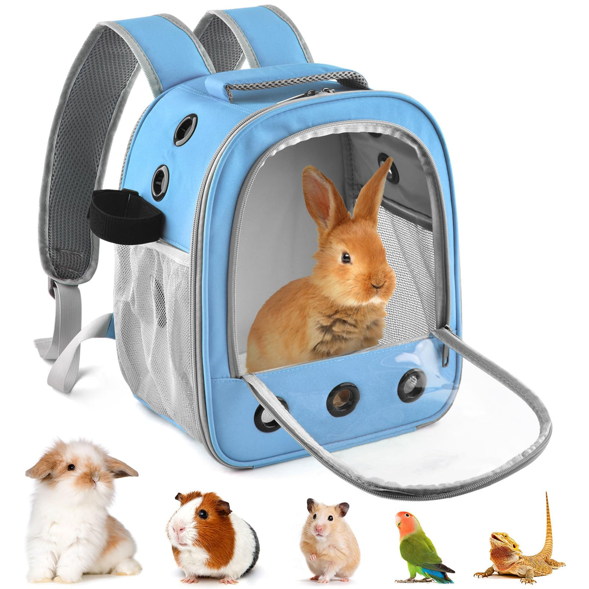 DBNESS Guinea Pig Carrier Backpack with side pockets for quick travel storage.