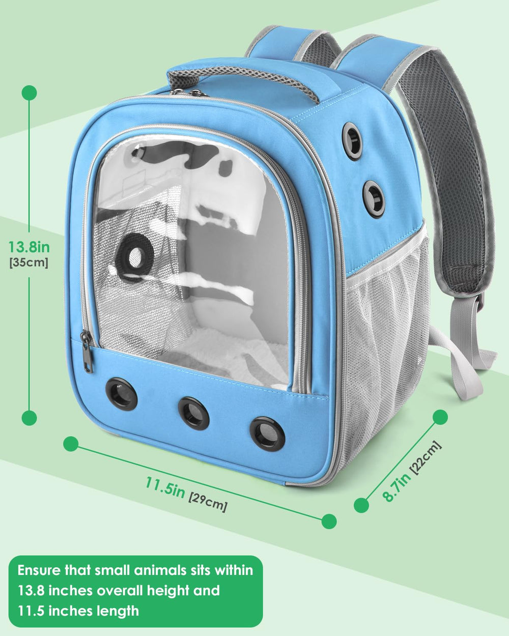 DBNESS Guinea Pig Carrier Backpack features a top handle for flexible carrying options.