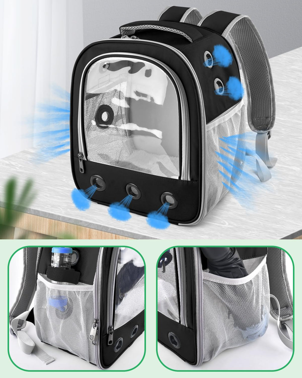 DBNESS Guinea Pig Carrier Backpack breathable design with seven vents for airflow.