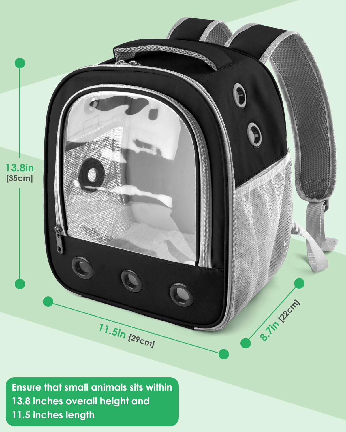 DBNESS Guinea Pig Carrier Backpack load-reduction system eases shoulder fatigue.