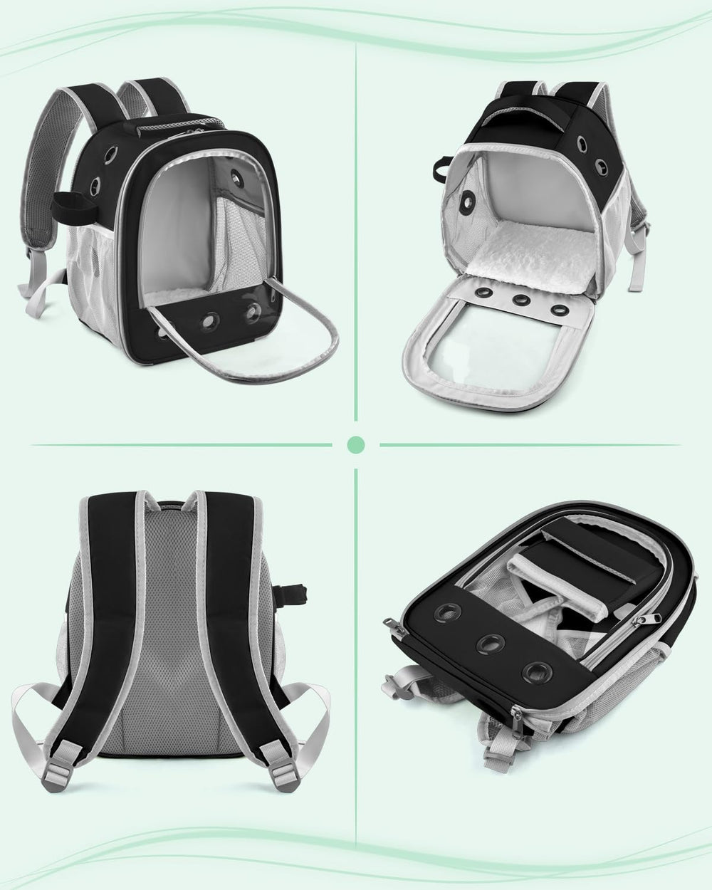 DBNESS Guinea Pig Carrier Backpack two-window design improves pet visibility and interaction.