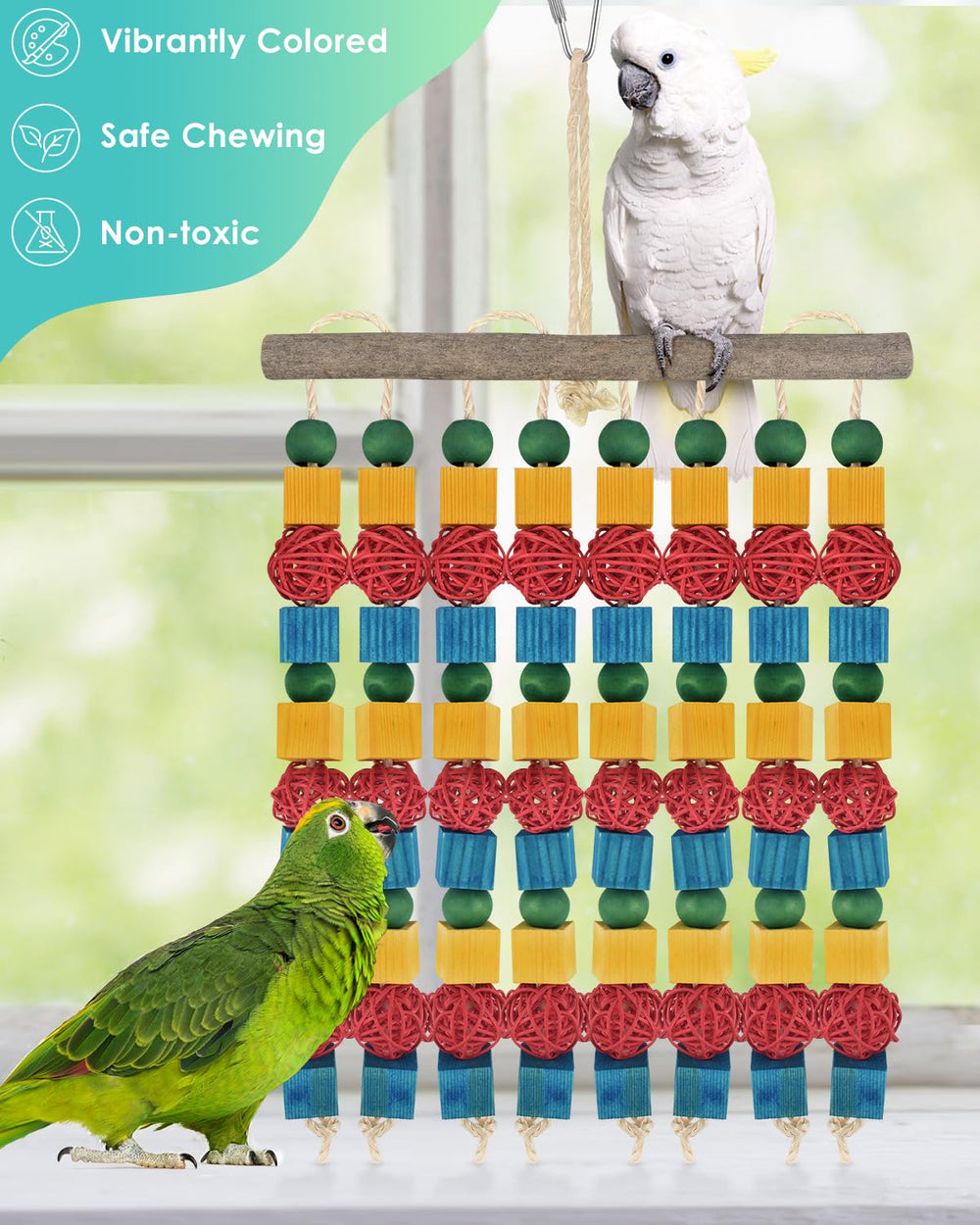 DBNESS Large Parrot Toys beads and blocks encourage shredding and exploration for mental stimulation