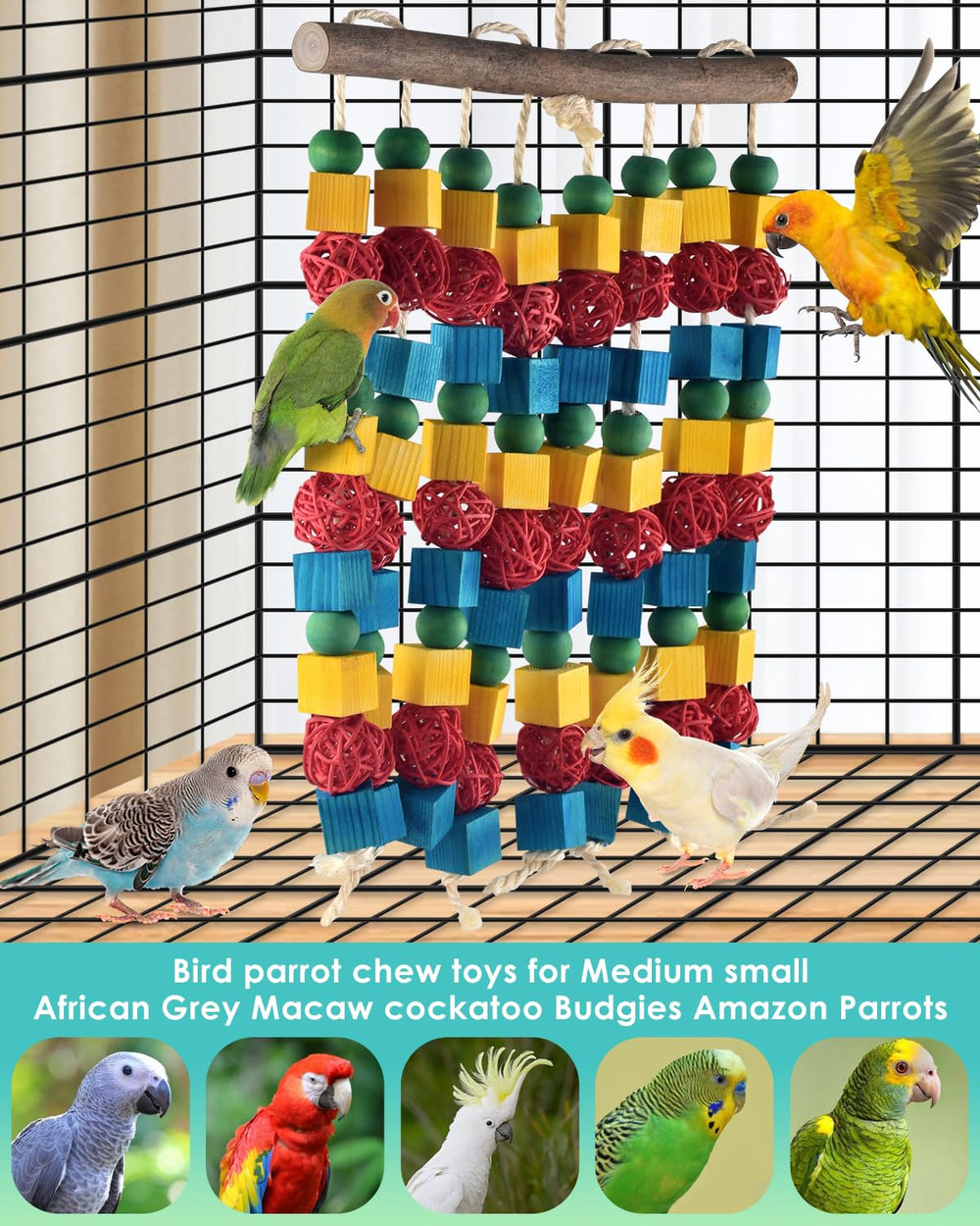 DBNESS Parrot Toys twine rope adds chewable texture and secure hanging options