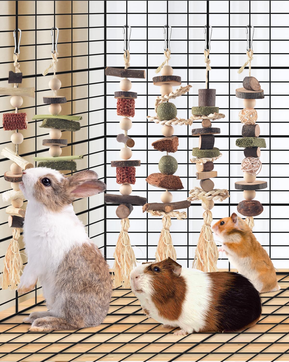 DBNESS loofah-slices-rodent-toy eases boredom with fiber-rich nibbling and social play.