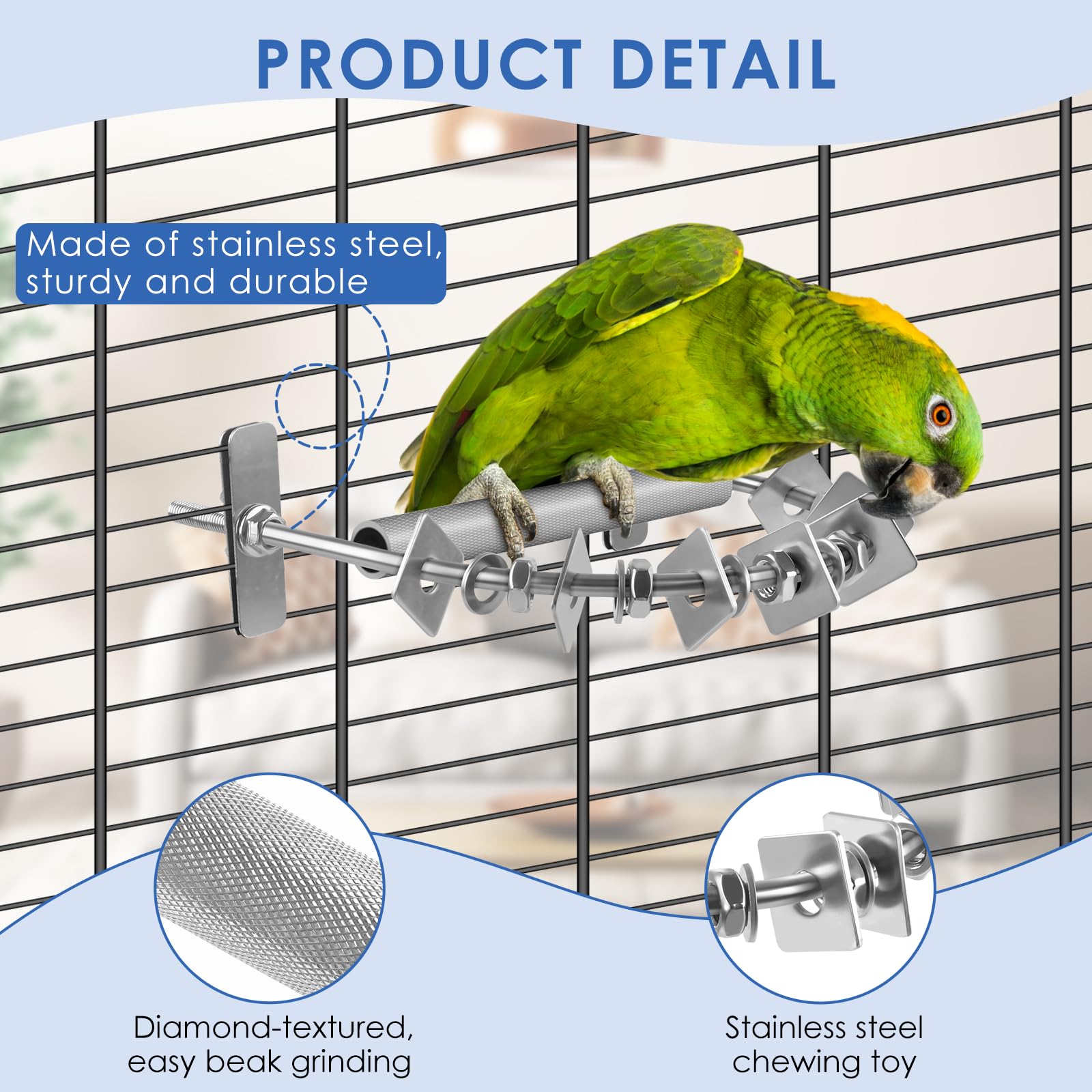 DBNESS parrot perch assembly demonstrates easy installation with nut and screw.