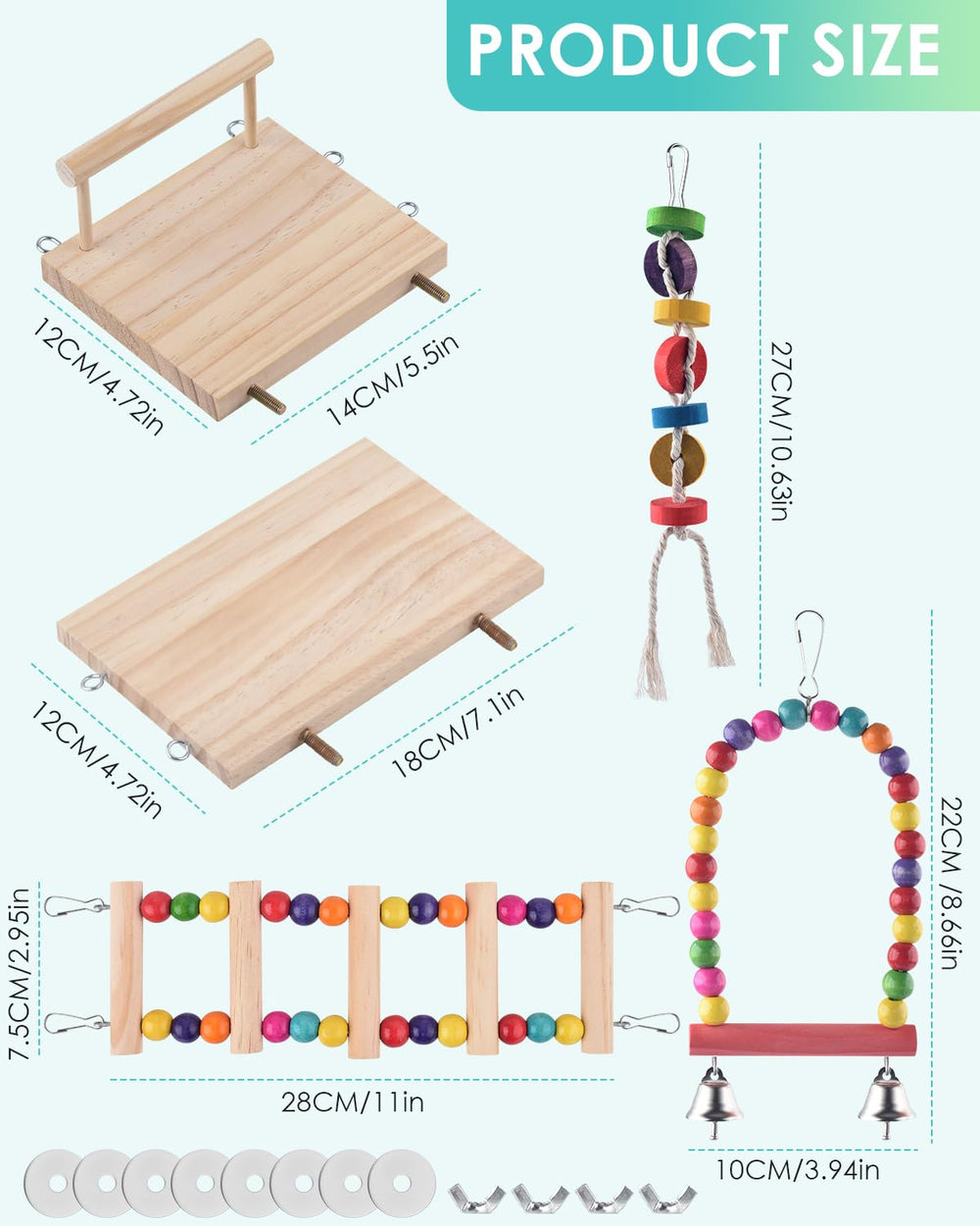 DBNESS wooden bird perches platform offering stable resting and climbing
