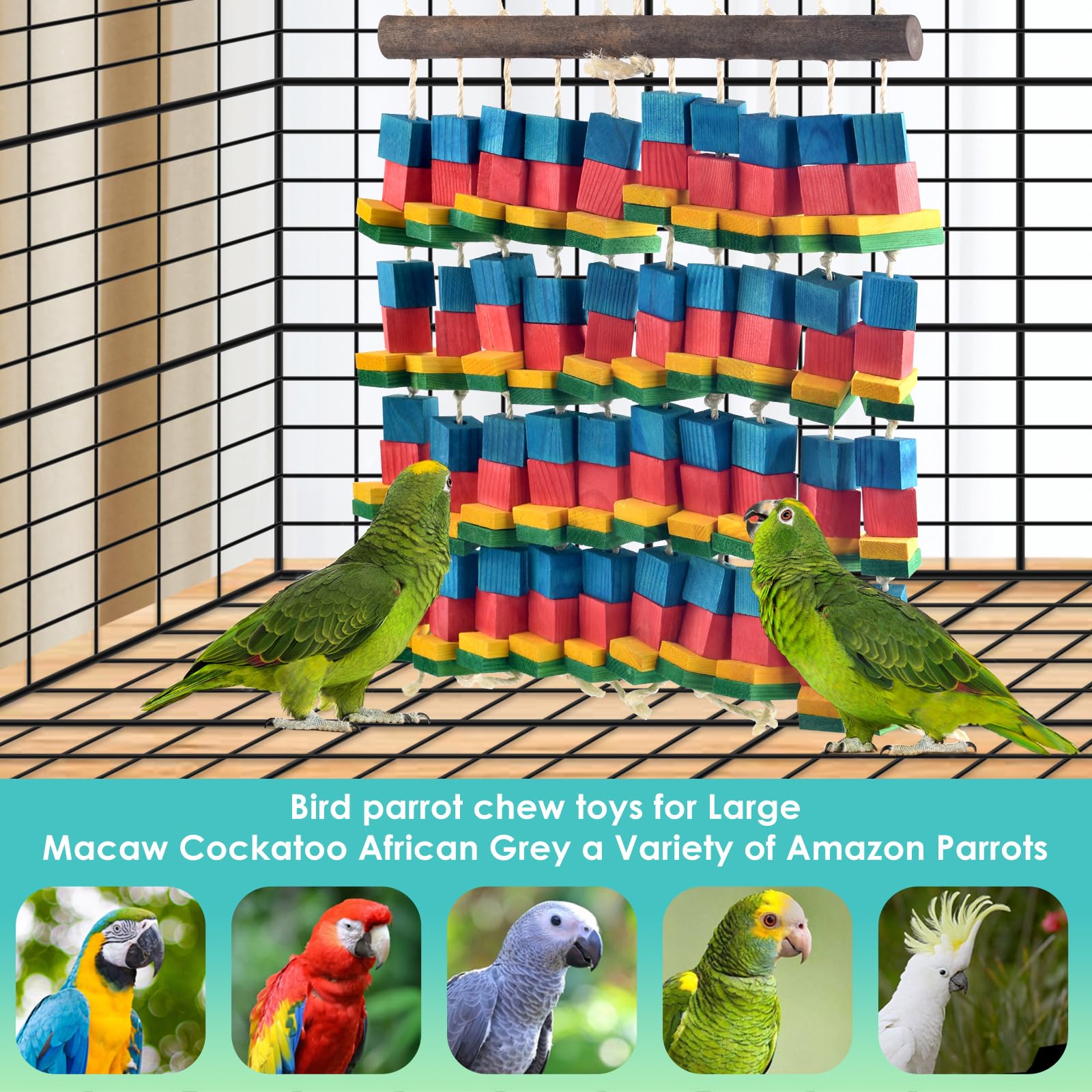 DBNESS XL macaw-african-grey toy in cage supports big birds' enrichment.