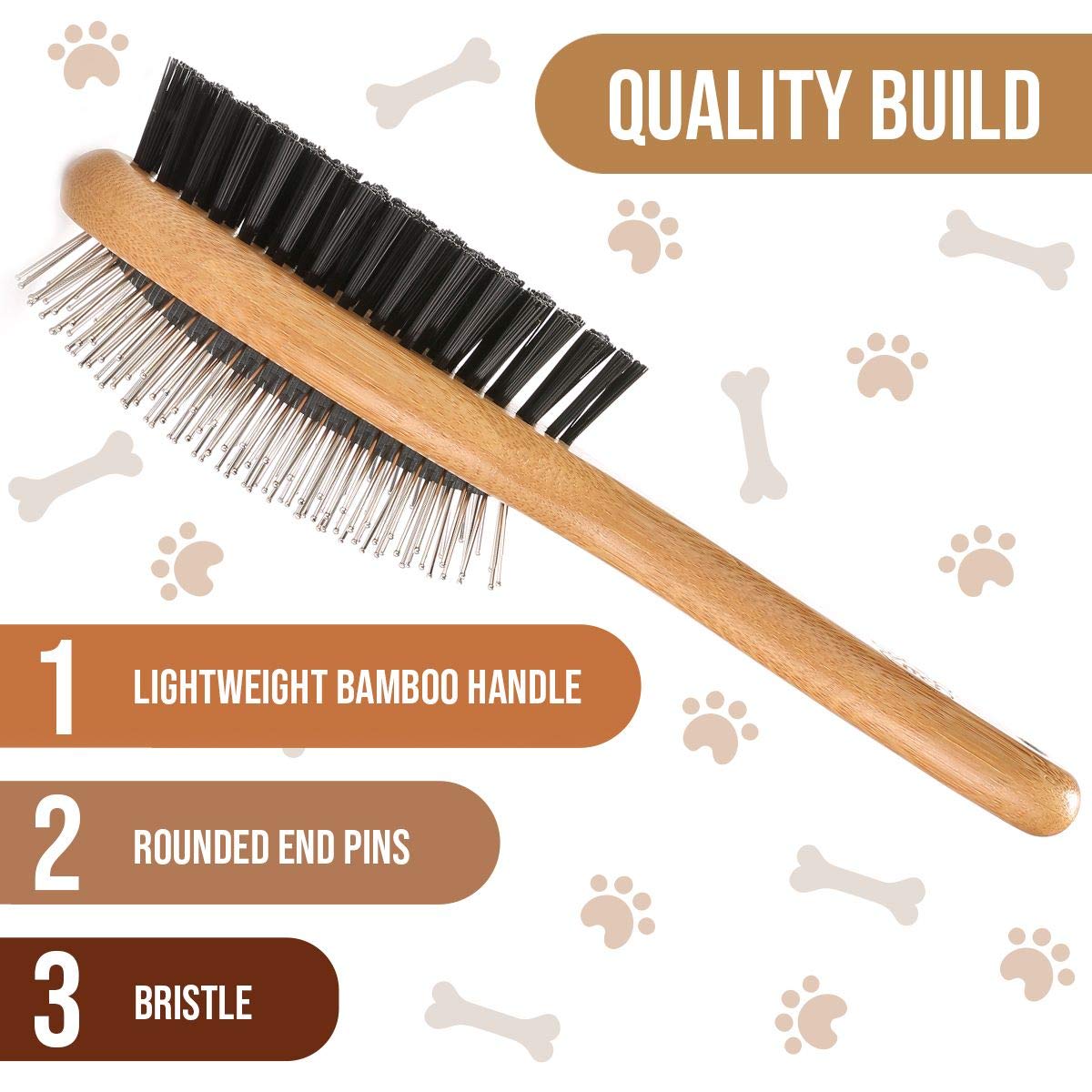 KylePet bamboo handle grip supports steady grooming sessions for pets.