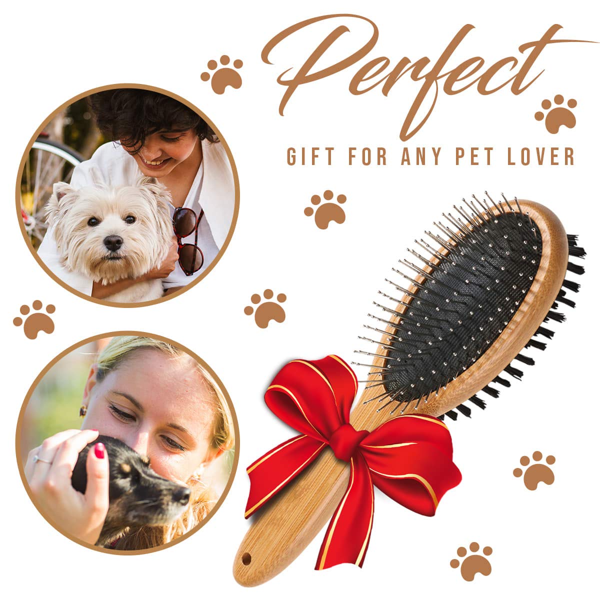 KylePet dog brush double-sided design saves time on pet grooming tasks.