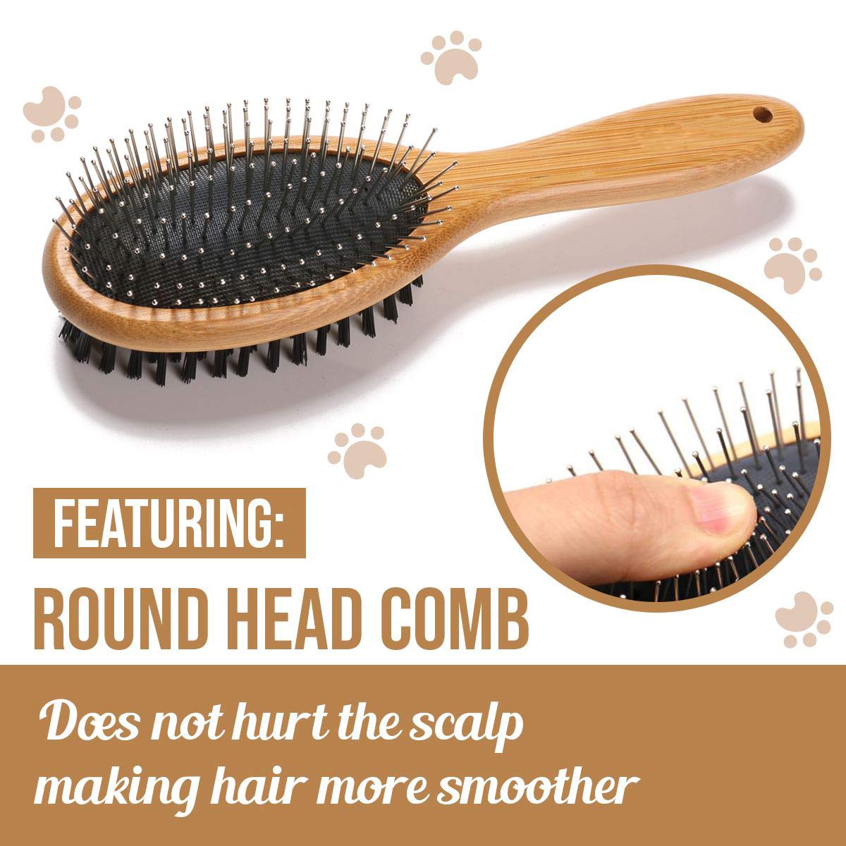 KylePet pins close-up with rounded ends detangles gently without scratching.