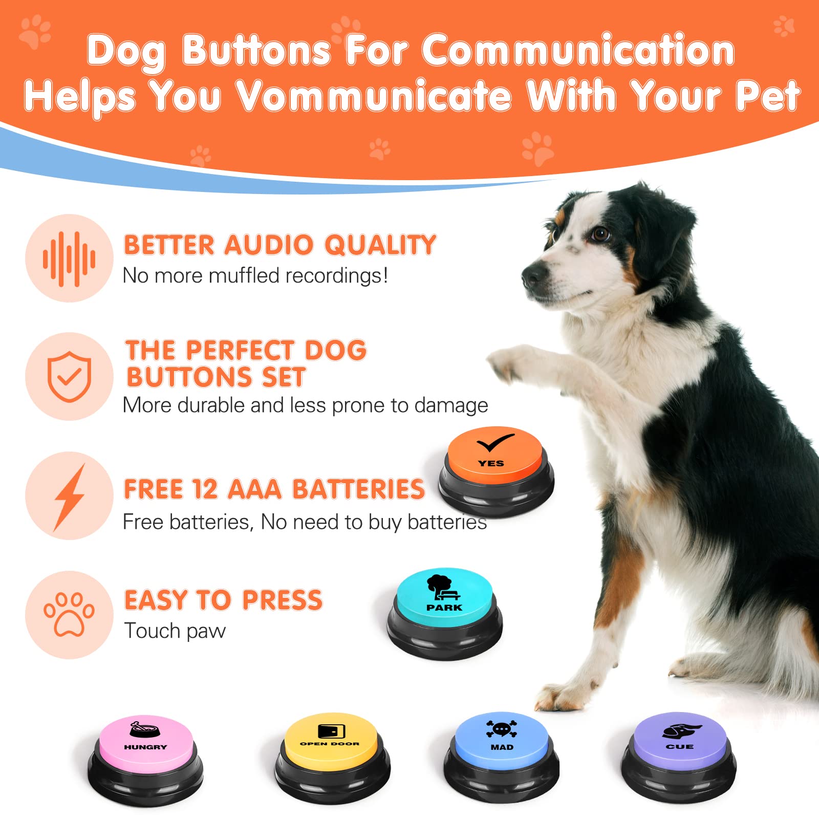DCIAER 6 recordable buttons for personalized cues and training sessions.