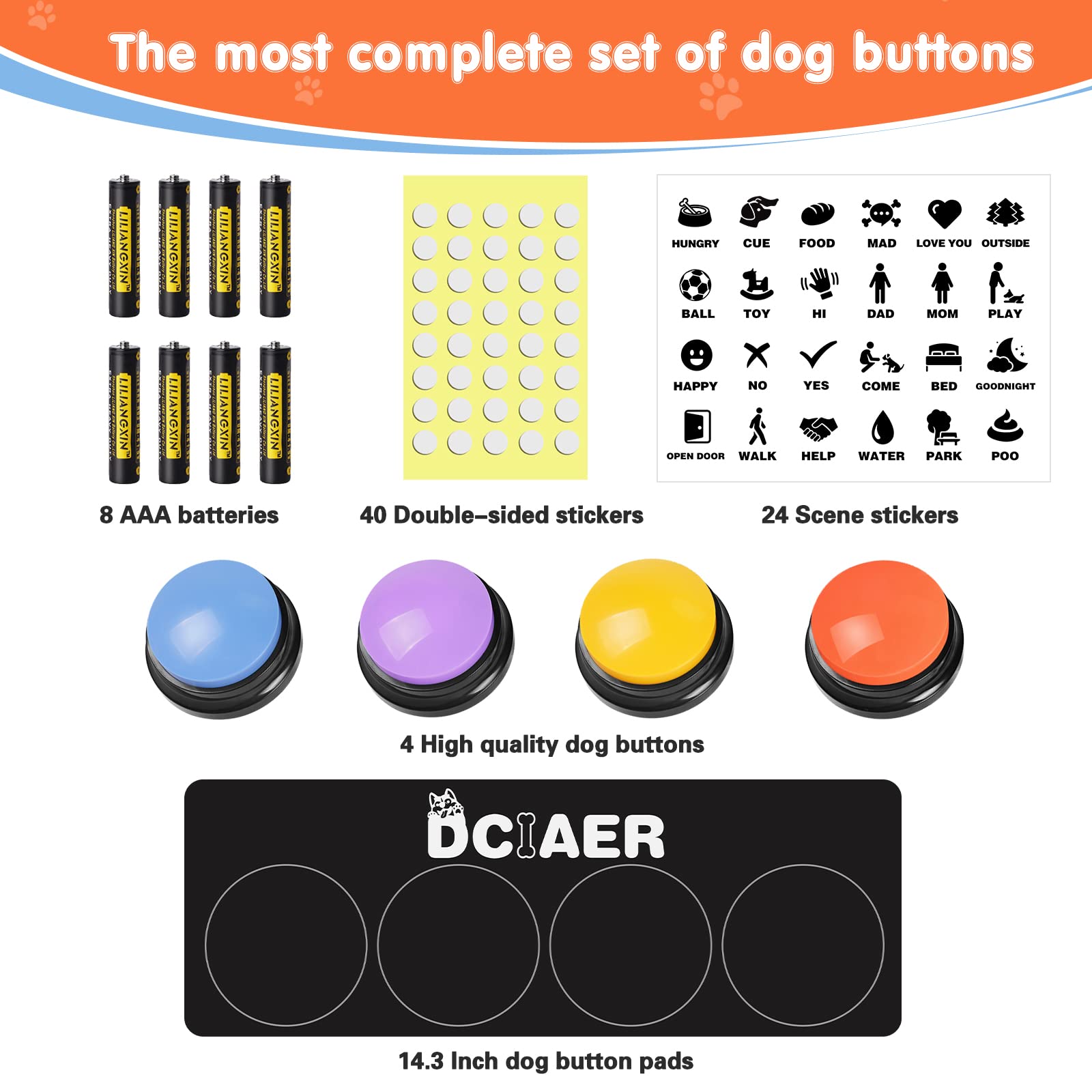 DCIAER dog-buttons battery pack included for longer play sessions.