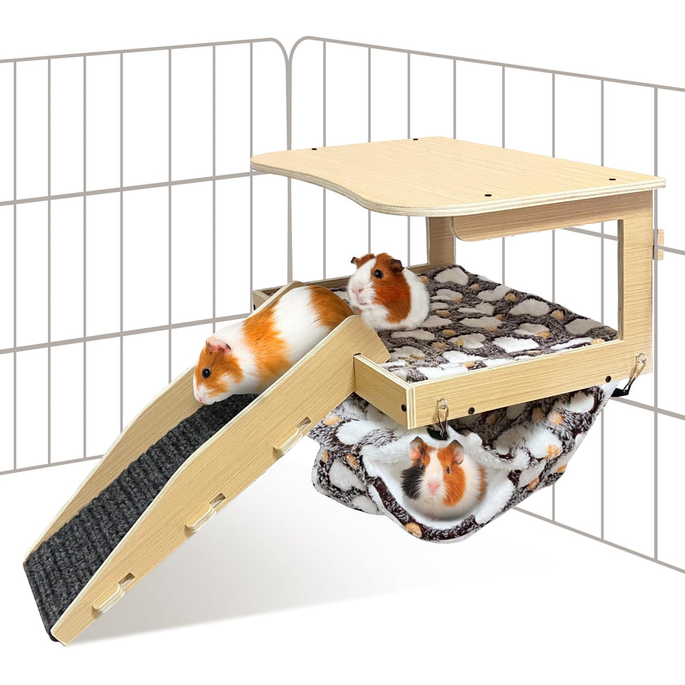 DCIAER guinea pig hideout wood frame offers secure rest and exploration.